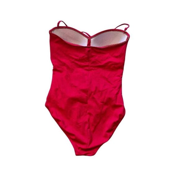 La Blanca Women's Red Nylon/Spandex Twisted Bandeau Ruched One pc Swimsuit - Picture 4 of 8
